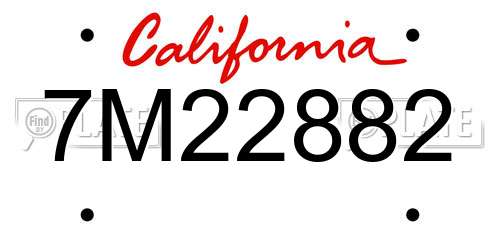7M22882 California License Plate