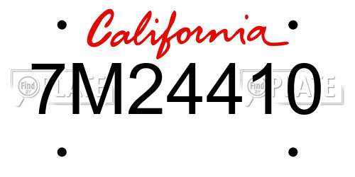 7M24410 California License Plate