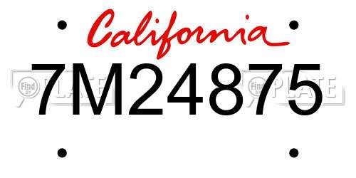 7M24875 California License Plate