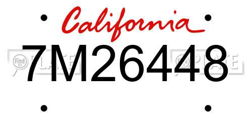 7M26448 California License Plate