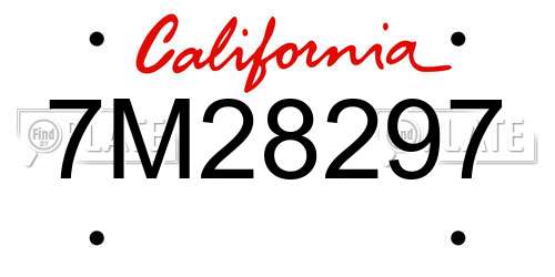 7M28297 California License Plate