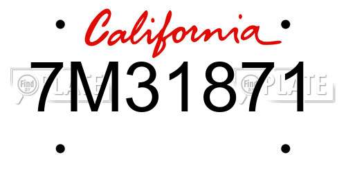 7M31871 California License Plate