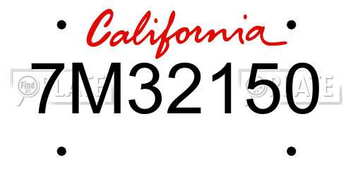7M32150 California License Plate