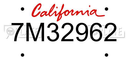 7M32962 California License Plate