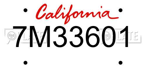 7M33601 California License Plate