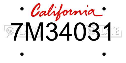 7M34031 California License Plate
