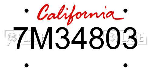 7M34803 California License Plate