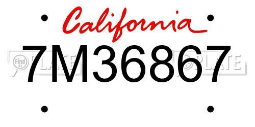 7M36867 California License Plate