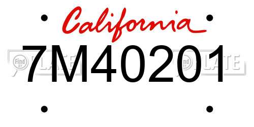 7M40201 California License Plate