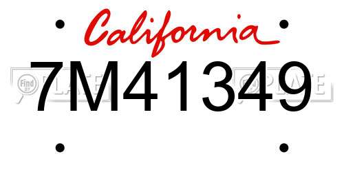 7M41349 California License Plate