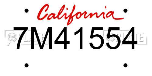7M41554 California License Plate