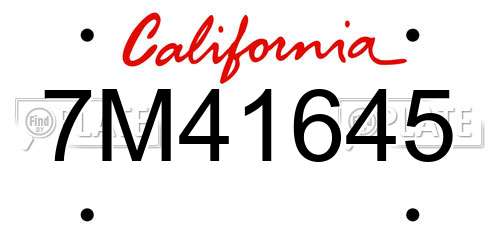 7M41645 California License Plate