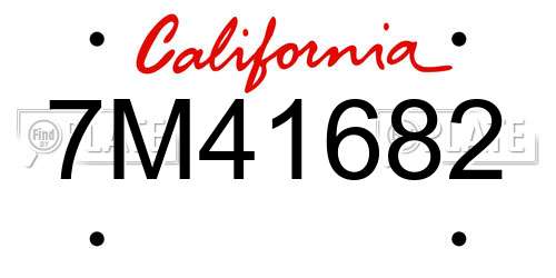 7M41682 California License Plate