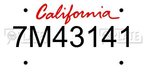 7M43141 California License Plate