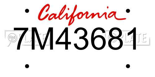 7M43681 California License Plate