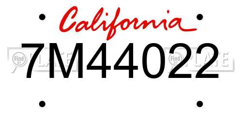 7M44022 California License Plate