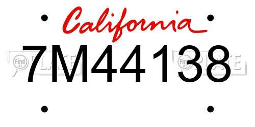 7M44138 California License Plate