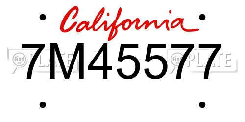 7M45577 California License Plate