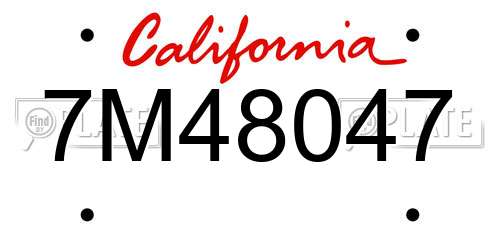7M48047 California License Plate