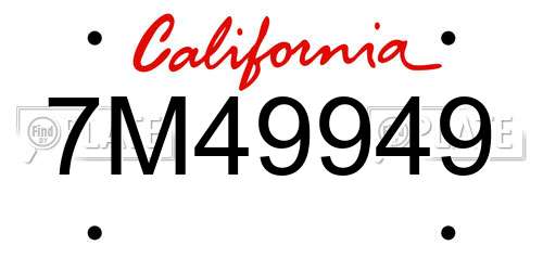 7M49949 California License Plate