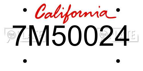 7M50024 California License Plate
