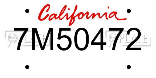 7M50472 California License Plate