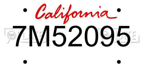 7M52095 California License Plate