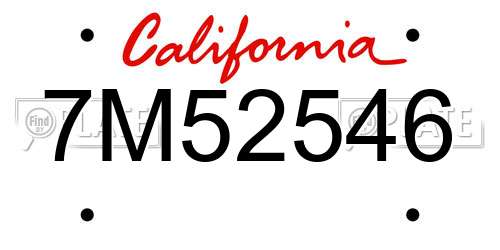 7M52546 California License Plate