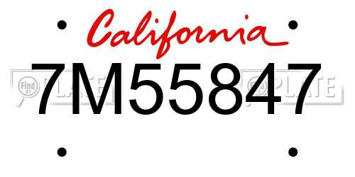 7M55847 California License Plate