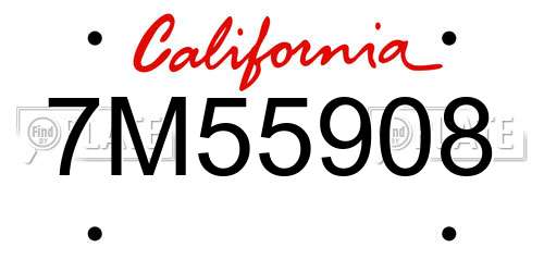 7M55908 California License Plate
