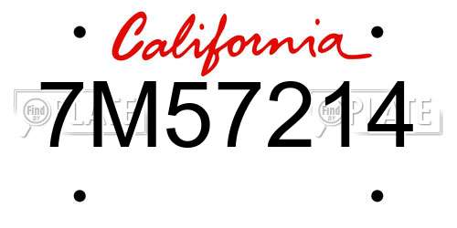7M57214 California License Plate