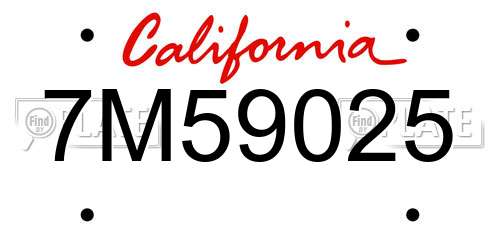 7M59025 California License Plate