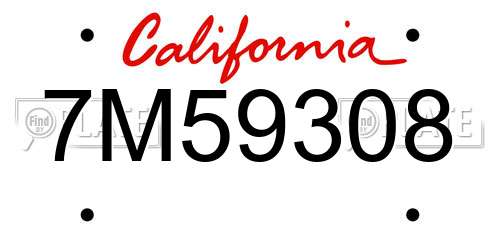 7M59308 California License Plate