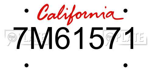 7M61571 California License Plate