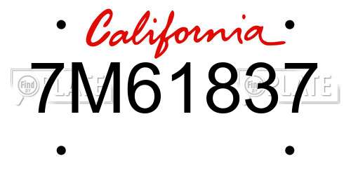 7M61837 California License Plate