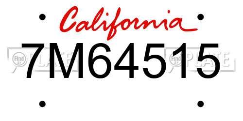 7M64515 California License Plate