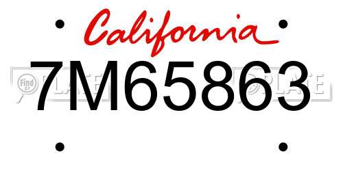 7M65863 California License Plate