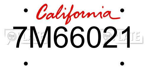7M66021 California License Plate