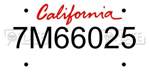 7M66025 California License Plate