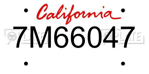 7M66047 California License Plate