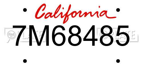 7M68485 California License Plate