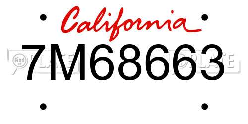 7M68663 California License Plate