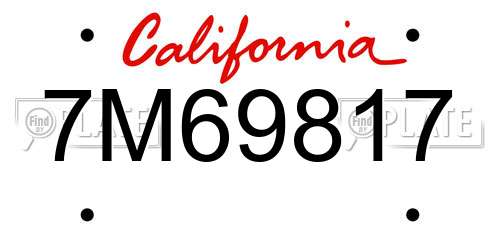 7M69817 California License Plate