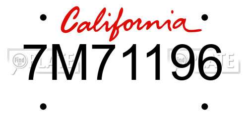 7M71196 California License Plate