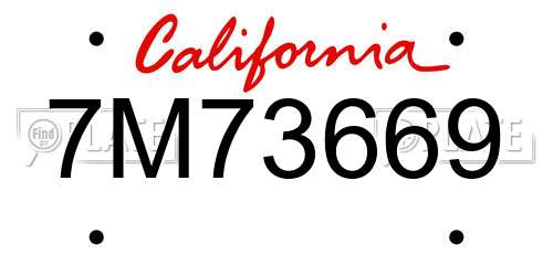 7M73669 California License Plate