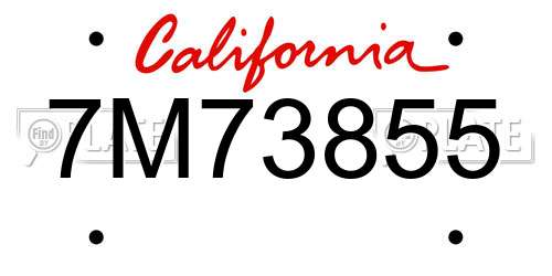 7M73855 California License Plate