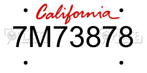 7M73878 California License Plate
