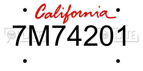 7M74201 California License Plate