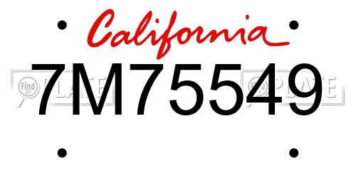 7M75549 California License Plate