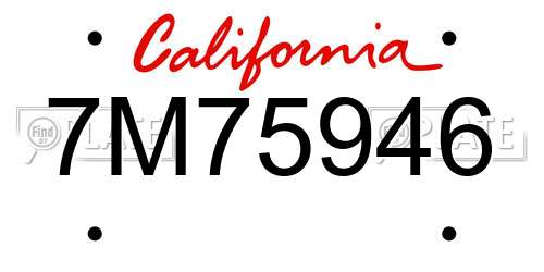 7M75946 California License Plate
